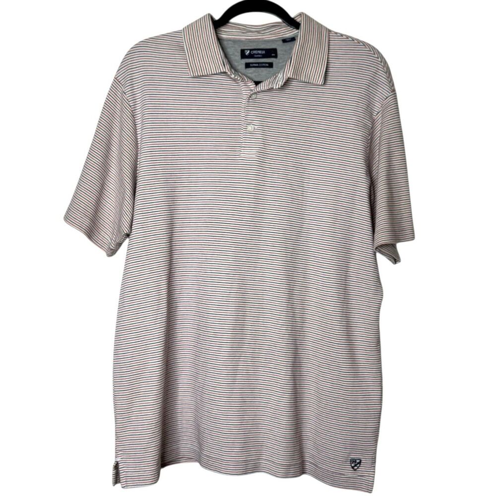 Daniel Cremieux Classics Shirt Men's XL Supima Cotton Red Blue Stripes Golf Polo